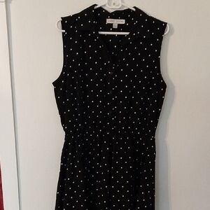 Larry Levine Black and White Polka Dot Midi Dress